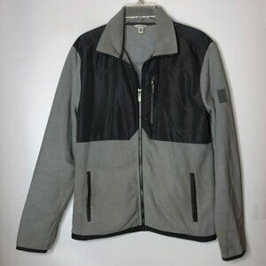 Calvin Klein Womens Full Zip Fleece Jacket Gray Black M MEDIUM